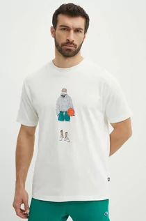 Koszulki męskie - New Balance t-shirt bawełniany męski kolor beżowy z nadrukiem MT41578SST - grafika 1