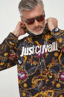 Bluzy męskie - Just Cavalli bluza bawełniana męska z kapturem wzorzysta - grafika 1