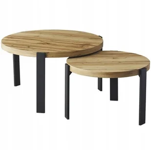 Ława Polo fi80/60cm Czarny/Dąb Artisan Loft Nowoczesna Salon - Ławy i stoliki kawowe - miniaturka - grafika 1