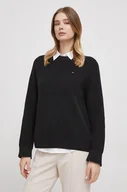 Swetry damskie - Tommy Hilfiger sweter bawełniany kolor czarny ciepły - miniaturka - grafika 1