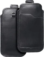Etui i futerały do telefonów - OEM Skórzana uniwersalna wsuwka z pull-up - ROYAL / czarny - Rozmiar M - IPHONE 5 / NOKIA S5610 / LUMIA 230 - miniaturka - grafika 1