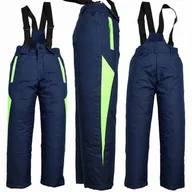 Spodnie narciarskie - KOMBINEZON Spodnie NARCIARSKIE Zimowe OCIEPLANE Szelki Granat 98 - miniaturka - grafika 1