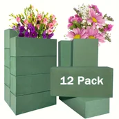 Rękodzieło - TEMU Zestaw 12 Bloków z Wysokogęstościowej Zielonej Pianki Kwiatowej, Prostokątne, 11*7.5*4cm/4.33*2.95*1.57 cala, Idealne do Kwiaciarni i Aranżacji, - miniaturka - grafika 1