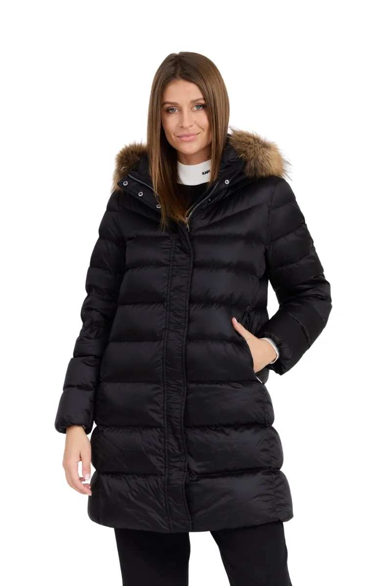 HETREGO Czarna damska kurtka puchowa Leonie Quilted Woman Jacket With Detached Hood 40 EU - 44 IT