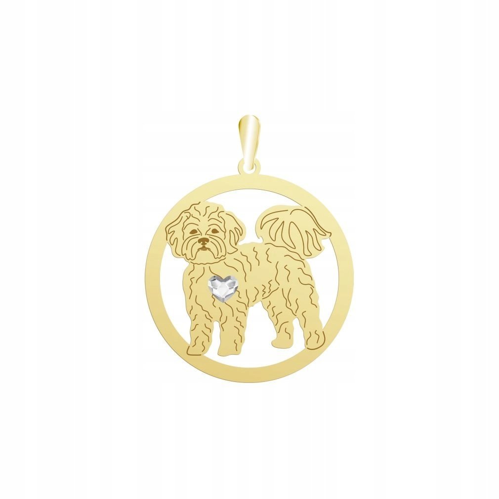 Zawieszka Złota z psem Maltipoo 925 Prezent Biżuteria Kobieta GRAWER GRATIS