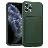 Etui i futerały do telefonów - Etui na telefon komórkowy Apple iPhone 11 Pro Max silikonowe etui ochronne z kieszenią na kartę Slim Wallet Case, zielone - miniaturka - grafika 1