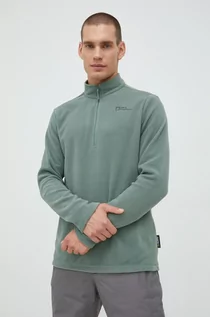 Bluzy męskie - Jack Wolfskin bluza sportowa Taunus męska kolor zielony gładka - grafika 1