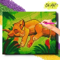 Zabawki kreatywne - HAFT DIAMENTOWY 5D z RAMĄ Simba śpi Diamond Painting Mozaika Dla Dzieci Zwierzęta Oh Art! - miniaturka - grafika 1