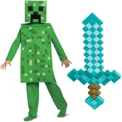 Stroje karnawałowe - Minecraft kostium Halloween, przebranie zestaw: Creeper + miecz 137-149 cm (10-12 lat) - miniaturka - grafika 1