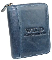 Portfel Skórzany WILD Skóra Licowa Duży Pionowy Metalowy Suwak RFID WI5508 12 x 9,5 x 2,5 [cm] - Portfele - miniaturka - grafika 1