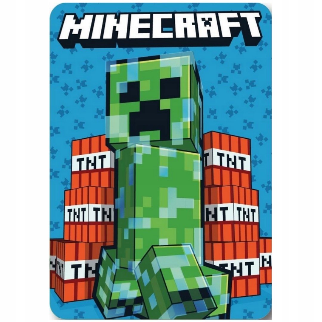 Minecraft Koc Polarowy 100x140 Creeper TNT Miękki Polar Dla Dzieci