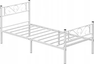 Łóżka - Białe pojedyncze łóżko Loft metalowy stelaż industrialny skandynawski - miniaturka - grafika 1