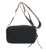 Torebki damskie - Skórzana torebka czarna na ramię torba damska elegancka pikowana - miniaturka - grafika 1