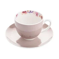 Filiżanki - Filiżanka ze spodkiem bratki różowa 220 ml - miniaturka - grafika 1