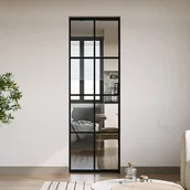 Drzwi wewnętrzne - Drzwi przesuwne chowane w ścianie z aluminium i szkła hartowanego - wys. 205 x szer. 73 cm - WILDEN II - miniaturka - grafika 1