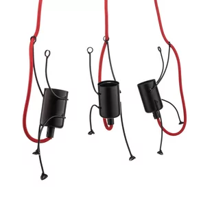 Lampa wisząca Bobi 3 czarna, kabel czerwony 3-pkt. - Lampy sufitowe - miniaturka - grafika 2