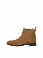 Kozaki damskie - JACK & JONES Męskie kozaki zamszowe Chelsea, koniak, 41 EU - miniaturka - grafika 1