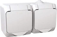 Gniazdka elektryczne - SOCKET DOUBLE IP44 WHITE CEDAR+ - miniaturka - grafika 1
