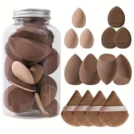 Gąbeczki do makijażu - TEMU Zestaw narzędzi do makijażu 14 sztuk, w tym 4 puszek, 3 mini puszków, 4 gąbki kosmetyczne i 4 mini gąbki, idealny dla podkładu płynnego typu - miniaturka - grafika 1