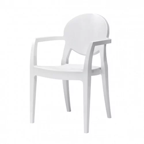 Nowoczesne krzesło z podłokietnikami Igloo - białe