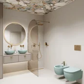 Ścianki i drzwi prysznicowe - Massi Ścianka prysznicowa WALK IN fix brązowa półokrągła 8mm MOLIS NATURE brown oval - miniaturka - grafika 1