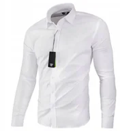 Koszule męskie - Koszula Męska Biała Klasyczna Slim Fit Taliowana Gładka Rozmiar Xxl - miniaturka - grafika 1