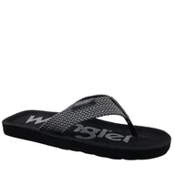 Klapki i japonki męskie - Wrangler 20251044 męskie klapki basenowe japonki czarno szare - miniaturka - grafika 1