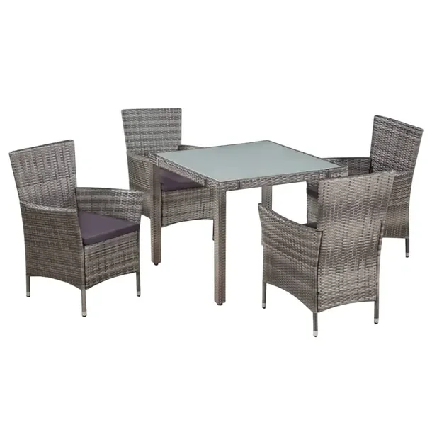 Zestaw Mebli Ogrodowych Rattan PE, Stół 90x90x75 cm, Krzesła 58x61x88 cm