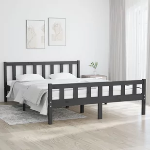 Lumarko Rama łóżka, szara, lite drewno, 150x200 cm, King Size - Łóżka - miniaturka - grafika 1