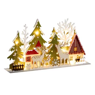 Miasteczko bożonarodzeniowe, scenka świąteczna ze sklejki - Ozdoby bożonarodzeniowe - miniaturka - grafika 1