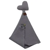 Smoczki uspokajające - Hi Little One - Przytulanka Dou Dou Serce Z Zawieszką Na Smoczek Grey - miniaturka - grafika 1