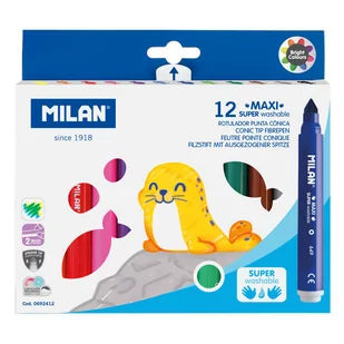 MILAN Flamastry maxi Super Washable 12 kolorów - Przybory szkolne - miniaturka - grafika 1