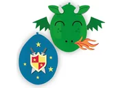 Balony i akcesoria - Balony lateksowe z dodatkami Rycerz i smok - 35,5 cm - 3 szt. - miniaturka - grafika 1