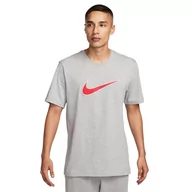 Koszulki męskie - Nike Męski M NSW Sp Ss Top, Dk Grey Heather/Fire Red, FN0248-064, 2XL - miniaturka - grafika 1