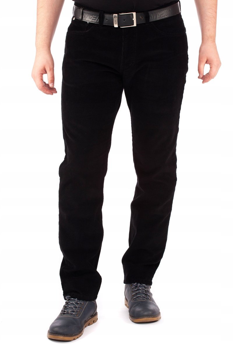 Spodnie Męskie Sztruksowe Polski Producent Sztruks Czarny Bawełna