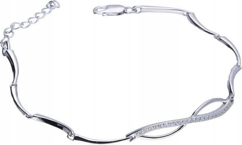 Srebrna bransoletka 925 nieskończoność cyrkonie modny wzór elegancki 20cm
