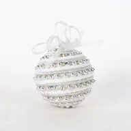 Bombki - Bombka dekoracyjna styropianowa 10 cm biało-srebrna - miniaturka - grafika 1