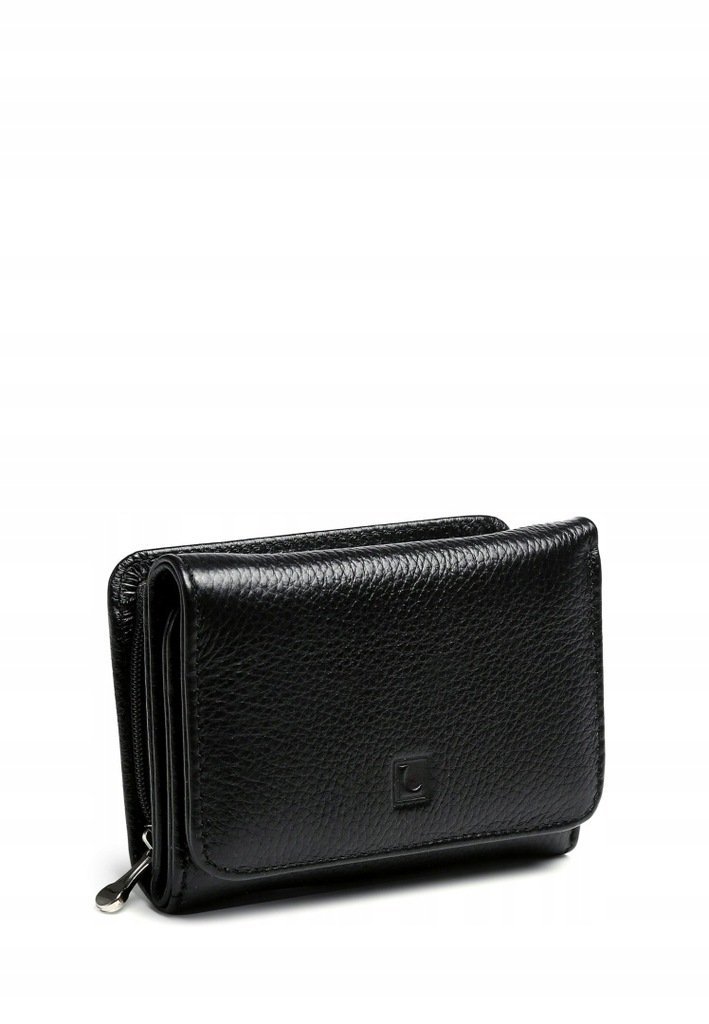 Portfel Damski Skóra Naturalna LUIGISANTO RFID Czarny Matowy Portmonetka