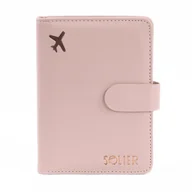 Portfele - Organizer podróżny na dokumenty etui na paszport portfel Solier SW40 PINK - miniaturka - grafika 1