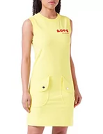 Sukienki - Love Moschino Damska sukienka o regularnym kroju, bez rękawów, żółta, rozmiar 46, żółty, 46 - miniaturka - grafika 1