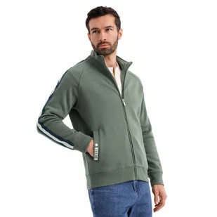Męska dresowa bluza z wysokim kołnierzem oliwkowa Ombre OM-SSZP-0219 V2 XL - Bluzy męskie - miniaturka - grafika 1