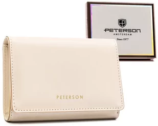 Stylowy, błyszczący portfel damski portmonetka z ochroną kart RFID Peterson, beżowy - Portfele - miniaturka - grafika 1