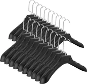 Wieszaki i stojaki - WIESZAK W UNIWERSALNYM CZARNYM - 10 sztuk szerokich plastikowych wieszaków z antypoślizgową powierzchnią - wieszak na płaszcze wieszak na ubrania wi.. - miniaturka - grafika 1