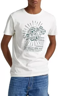 Koszulki męskie - Pepe Jeans Koszulka męska Dorian, beżowy (kość słoniowa), L - grafika 1