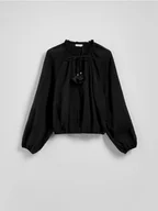 Bluzki damskie - Reserved - Bluzka o kroju oversize - czarny - miniaturka - grafika 1