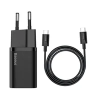 Kable USB - Baseus Super Si szybka ładowarka sieciowa Quick Charge 3.0 Power Delivery 25W 3A + Kabel USB Typ C - USB Typ C 3A 1m czarny (TZCCSUP-L01) - miniaturka - grafika 1