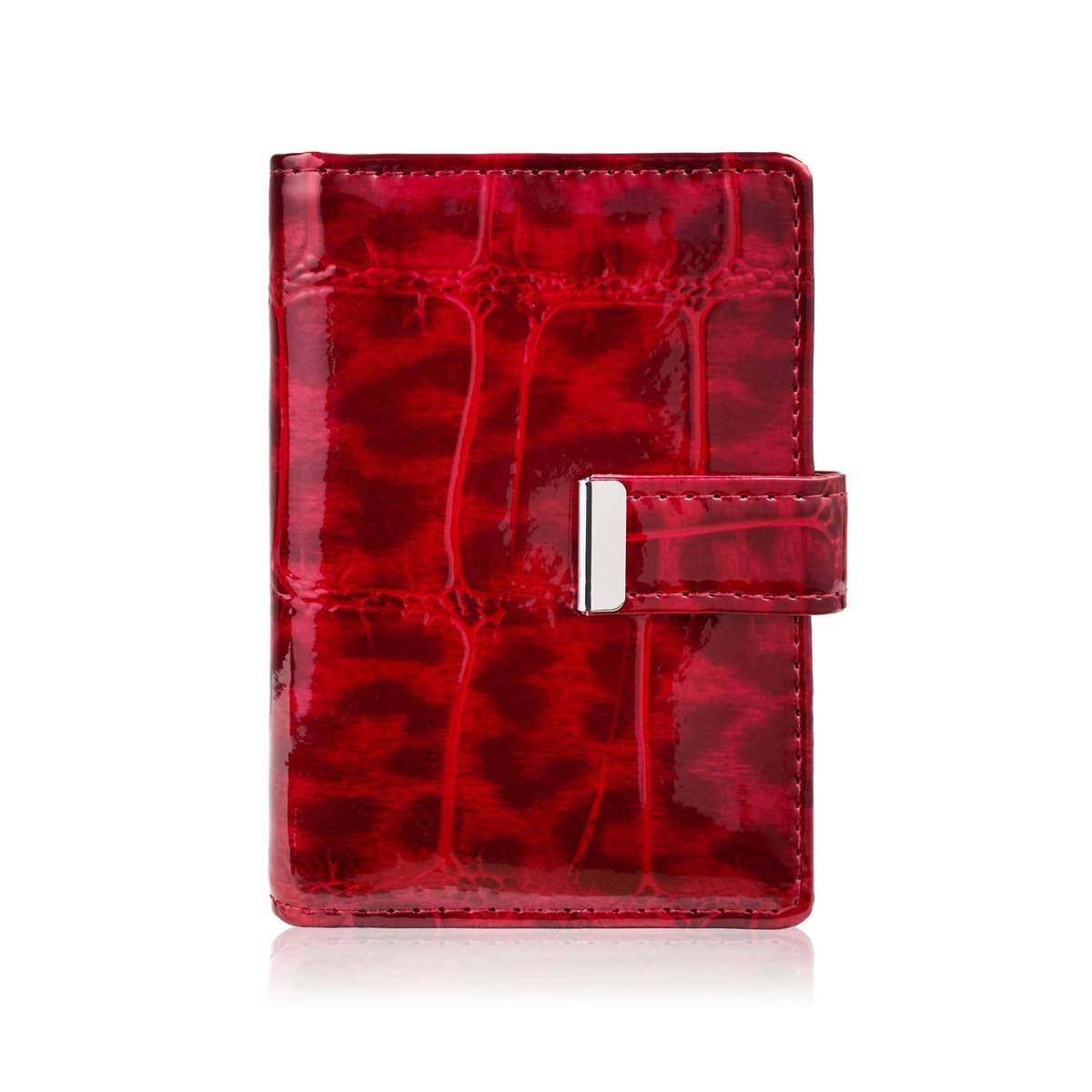 Skórzane etui na karty czerwone lakierowane SP-15-JRD
