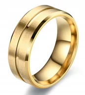 Pierścionki - ZŁOTY PIERŚCIONEK OBRĄCZKA ŚLUBNE STAL 316L r.25 - miniaturka - grafika 1