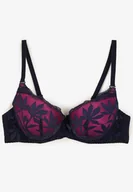 Biustonosze - Granatowo-Fuksjowy Koronkowy Biustonosz z Usztywnianymi Miseczkami na Cienkich Regulowanych Ramiączkach Barcena - Born2be - miniaturka - grafika 1