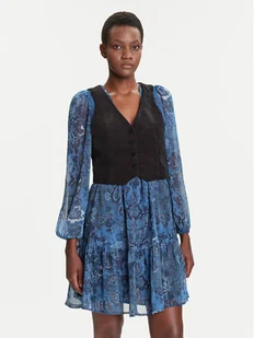 Desigual Sukienka codzienna Chaleco 25WWVW27 Niebieski Regular Fit - Sukienki - miniaturka - grafika 1